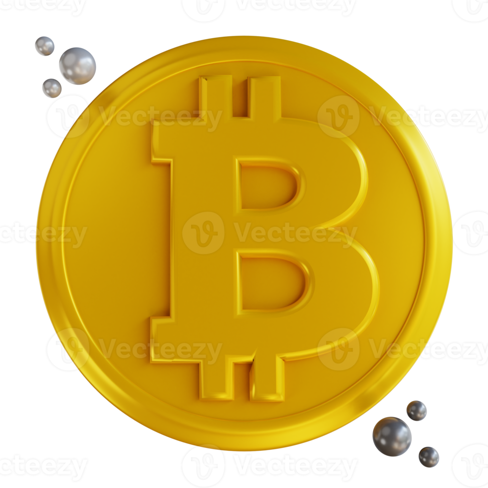 3D illustration bitcoin cryptocurrency png