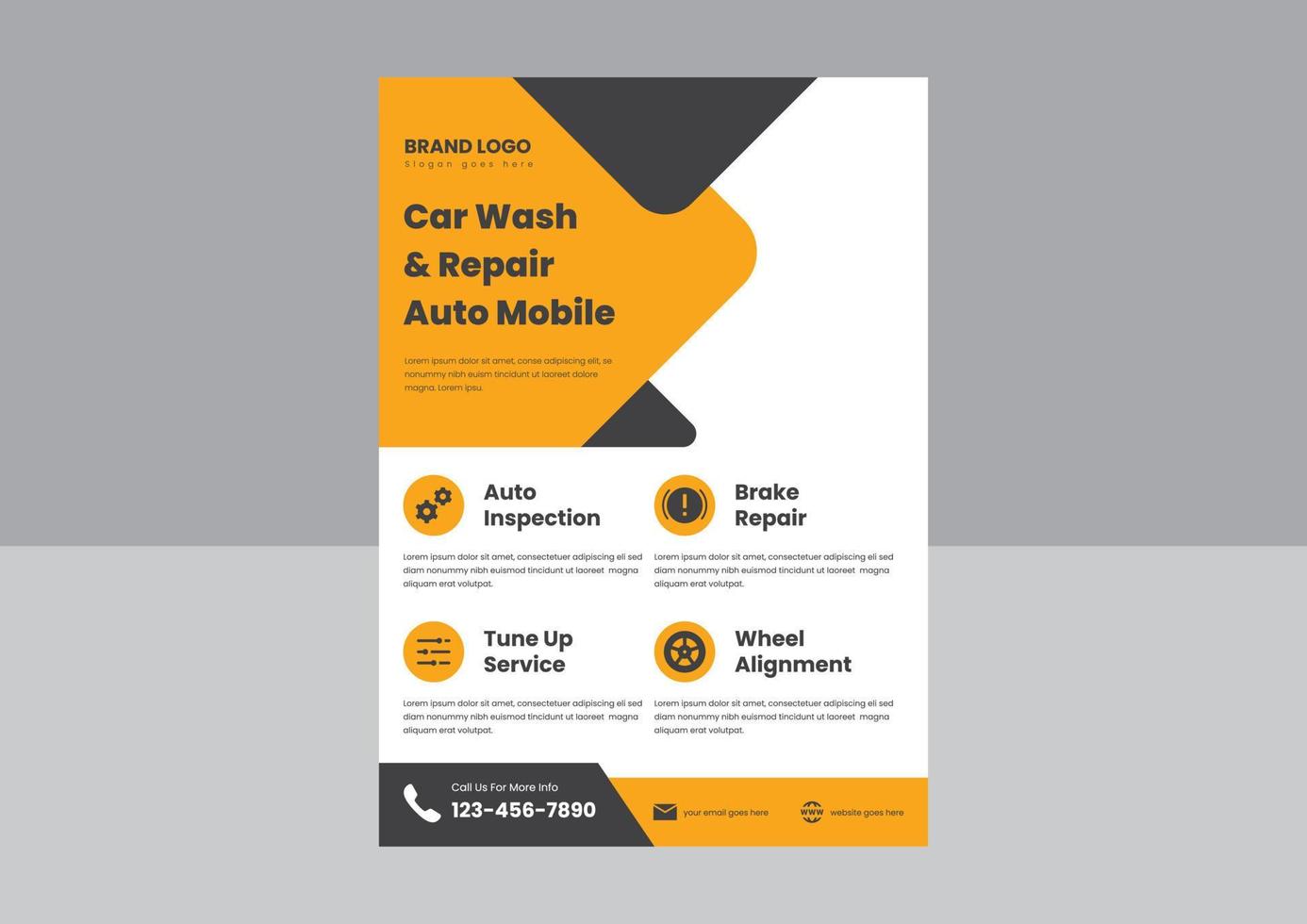 automotive car repair services auto detailing flyer poster template. car repair and automotive services flyer poster leaflet design. vector