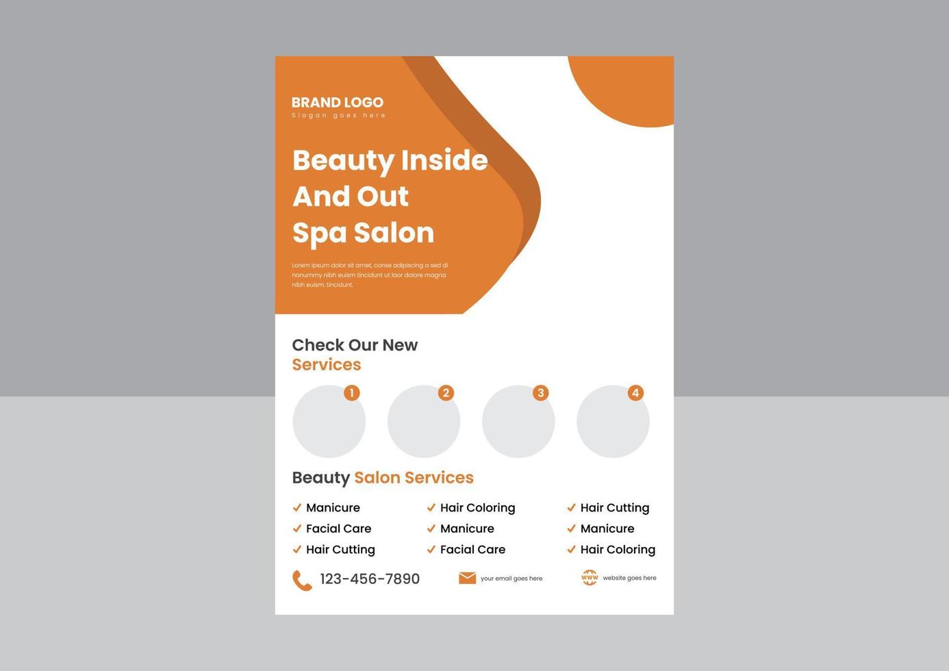 plantilla de diseño de cartel de volante de cuidado de belleza de salón de belleza y spa. relaja tu plantilla de diseño de folleto de póster de cuerpo y alma. vector