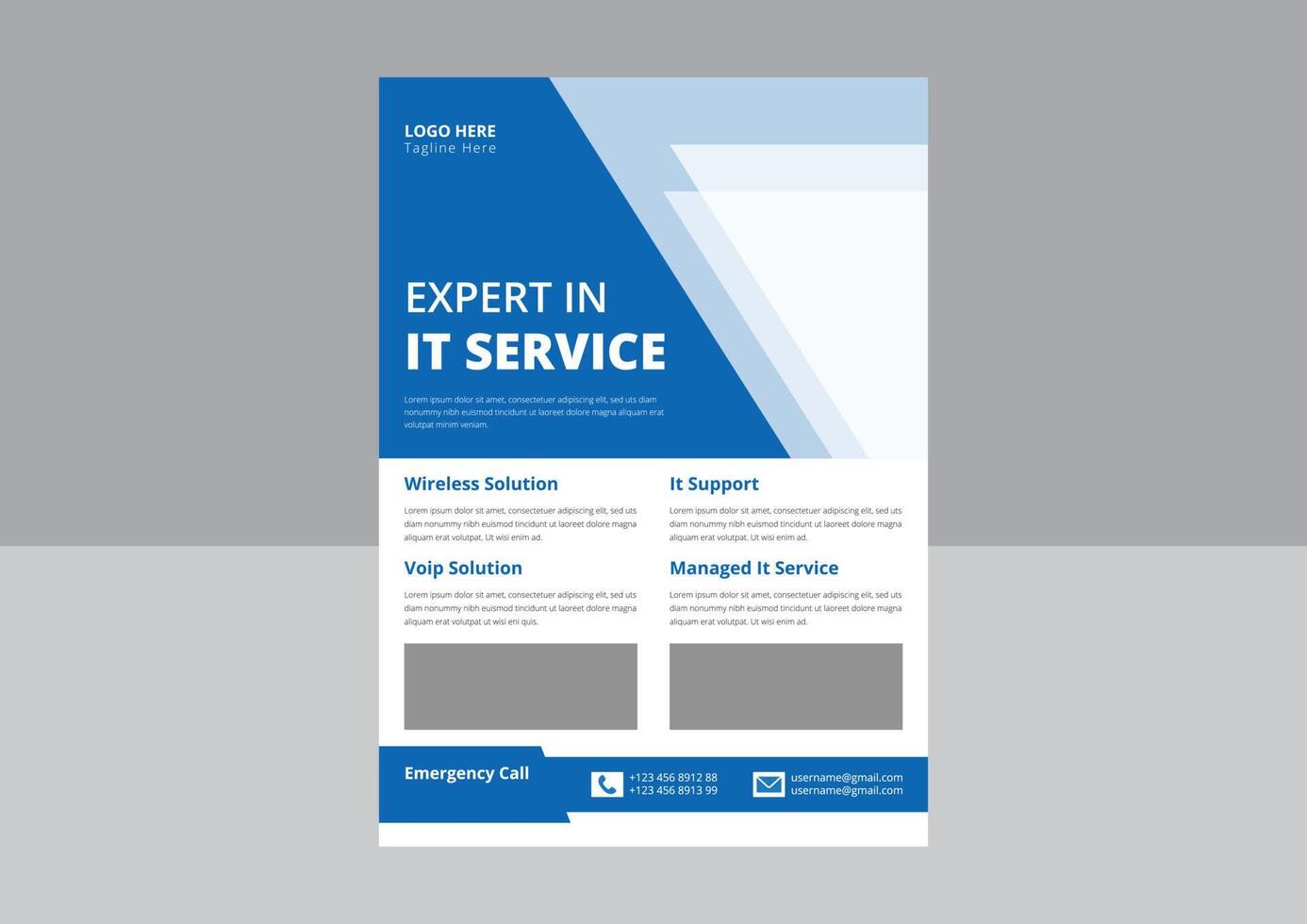 IT service and management flyer template idea sample. Business abstract vector template. Annual Report, Cover, Poster, Flyer, Simple Business flyer layout template.