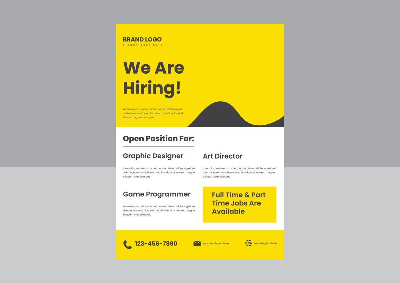 hiring flyer poster design template. we are hiring flyer leaflet design template. we are hiring cover banner flyer poster design. vector