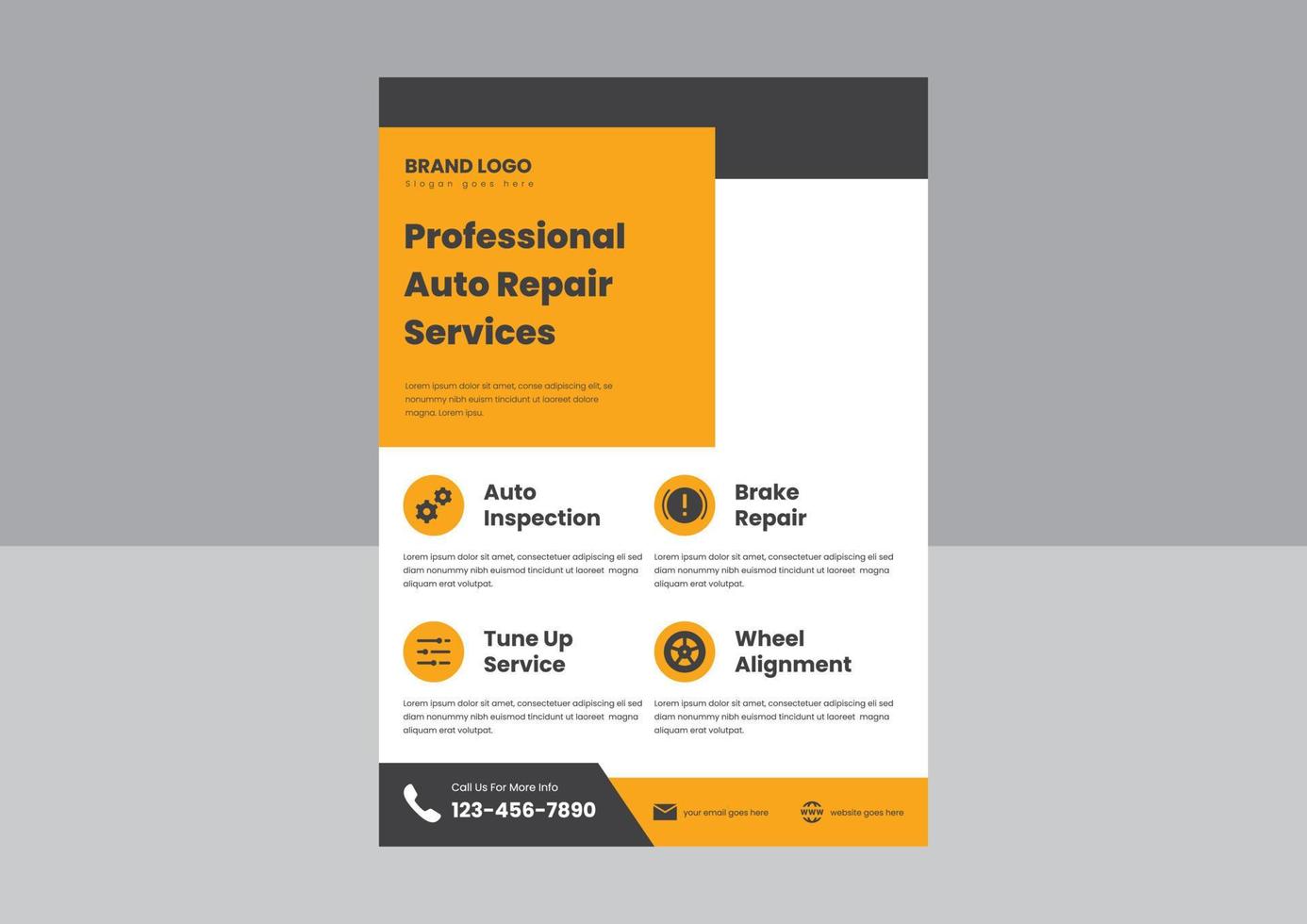 automotive car repair services auto detailing flyer poster template. car repair and automotive services flyer poster leaflet design. vector