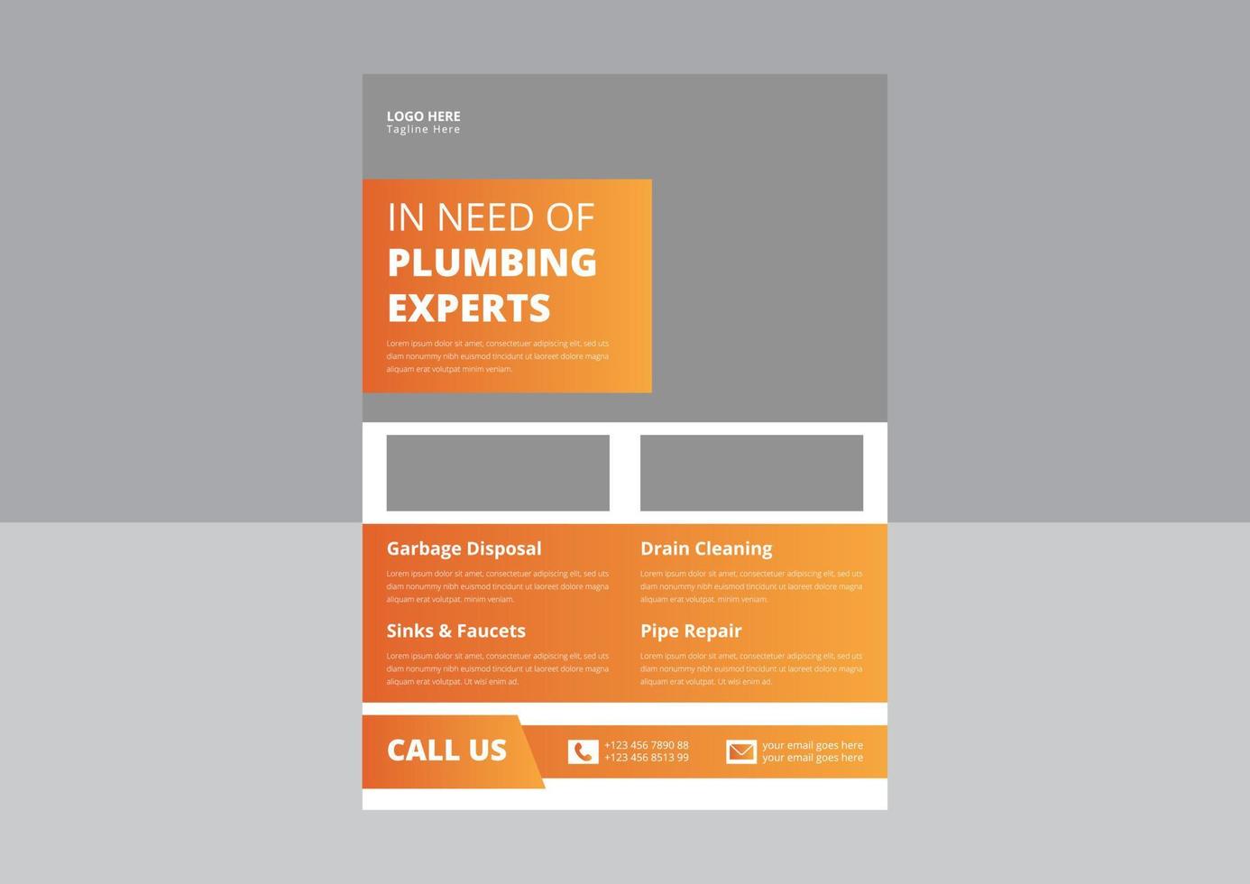 Plumbing Service Flyer Template. Professional Plumbing service flyer poster leaflet template. Cover, flyer design. vector