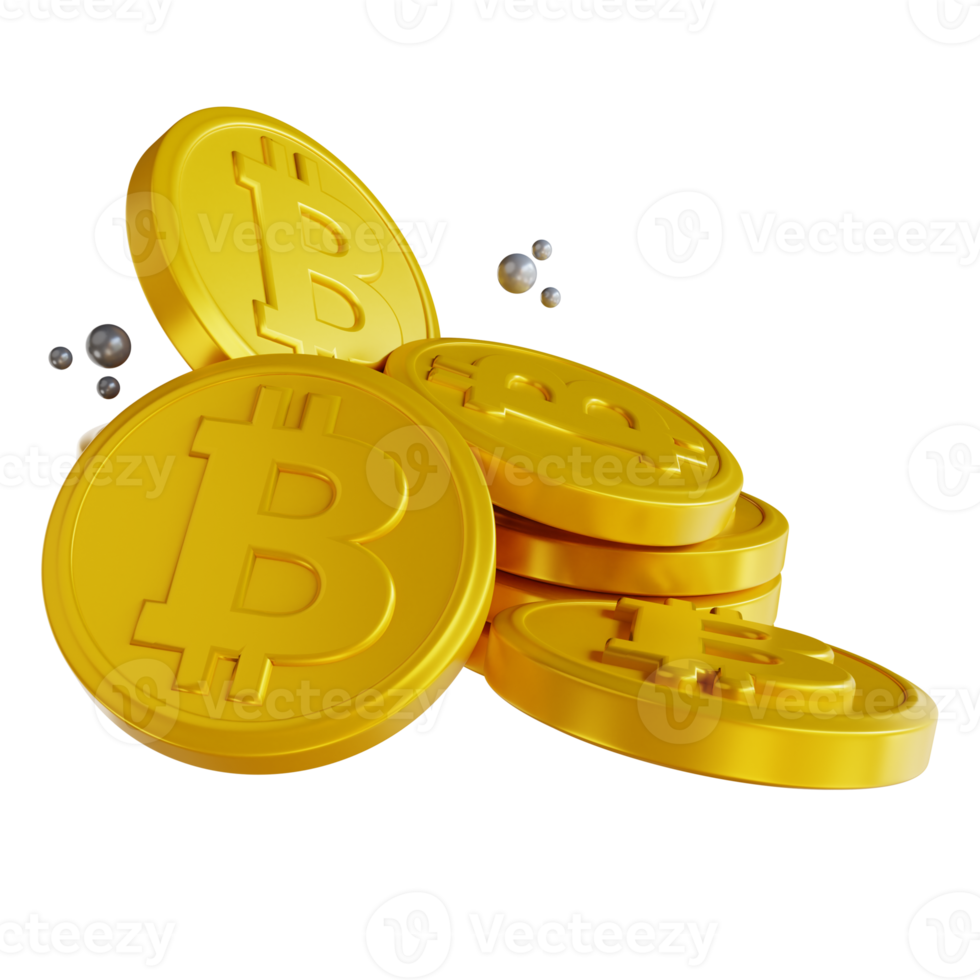 3D illustration bitcoin bitcoin stack png