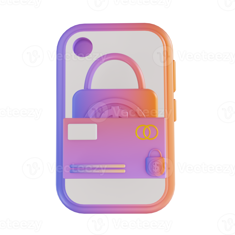 3D illustration colorful mobile credit card security png