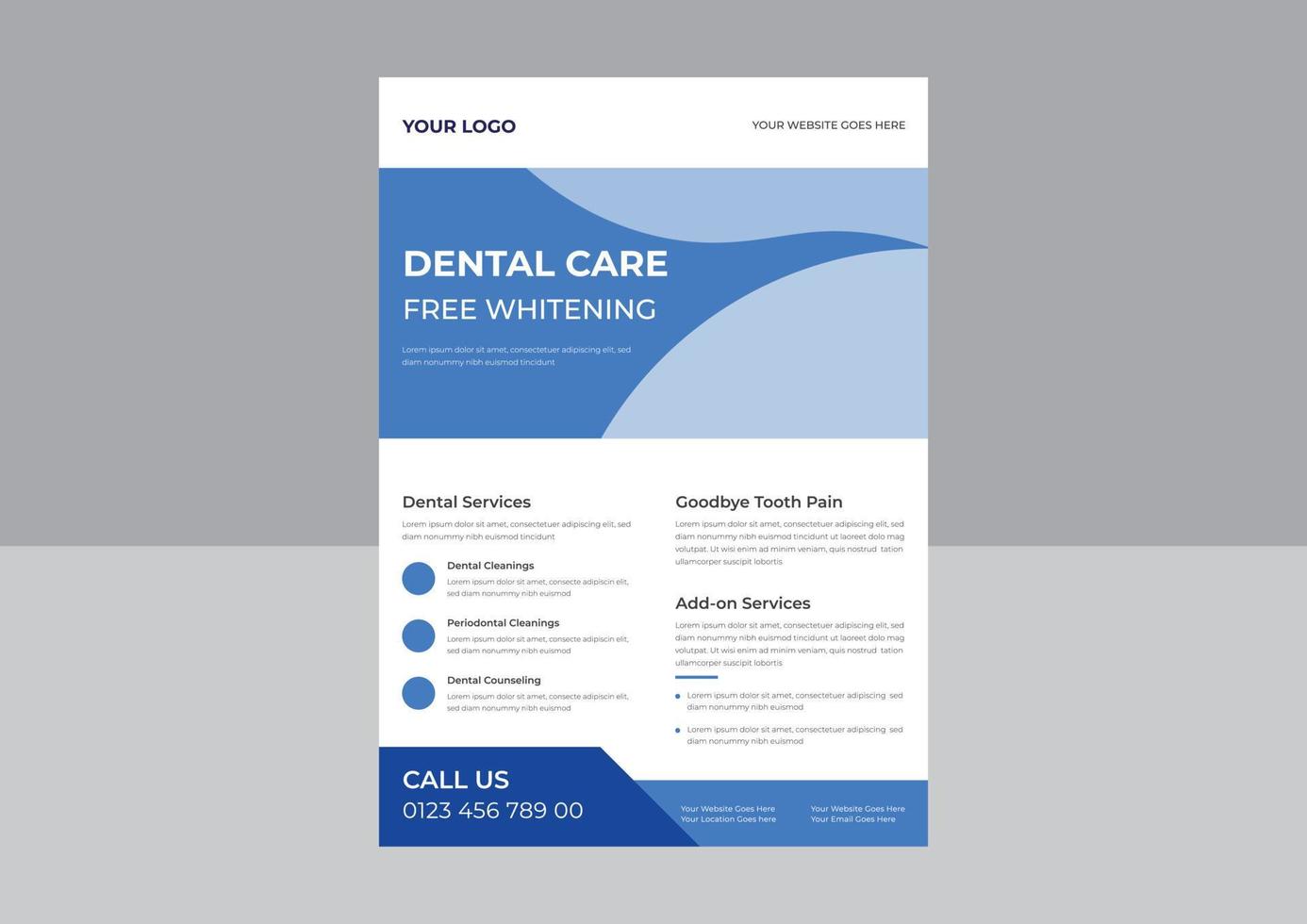 Professional Dental Care, Dental Care Flyers Template, Dental Care Clinic, Medical Care Health Flyer, Best Dental Care Flyer Design. vector