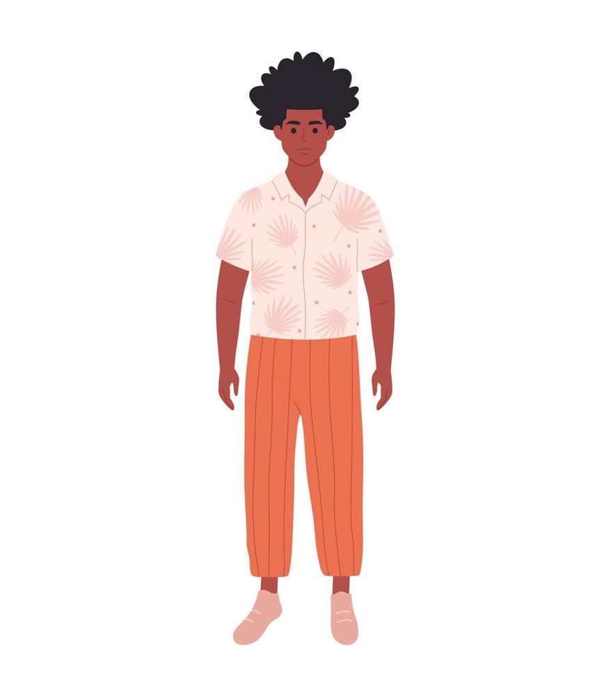 Modern young black man in casual outfit. Stylish fashionable look. vector