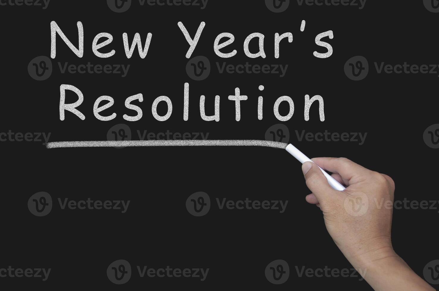 New Year's Resolution text on blackboard. photo