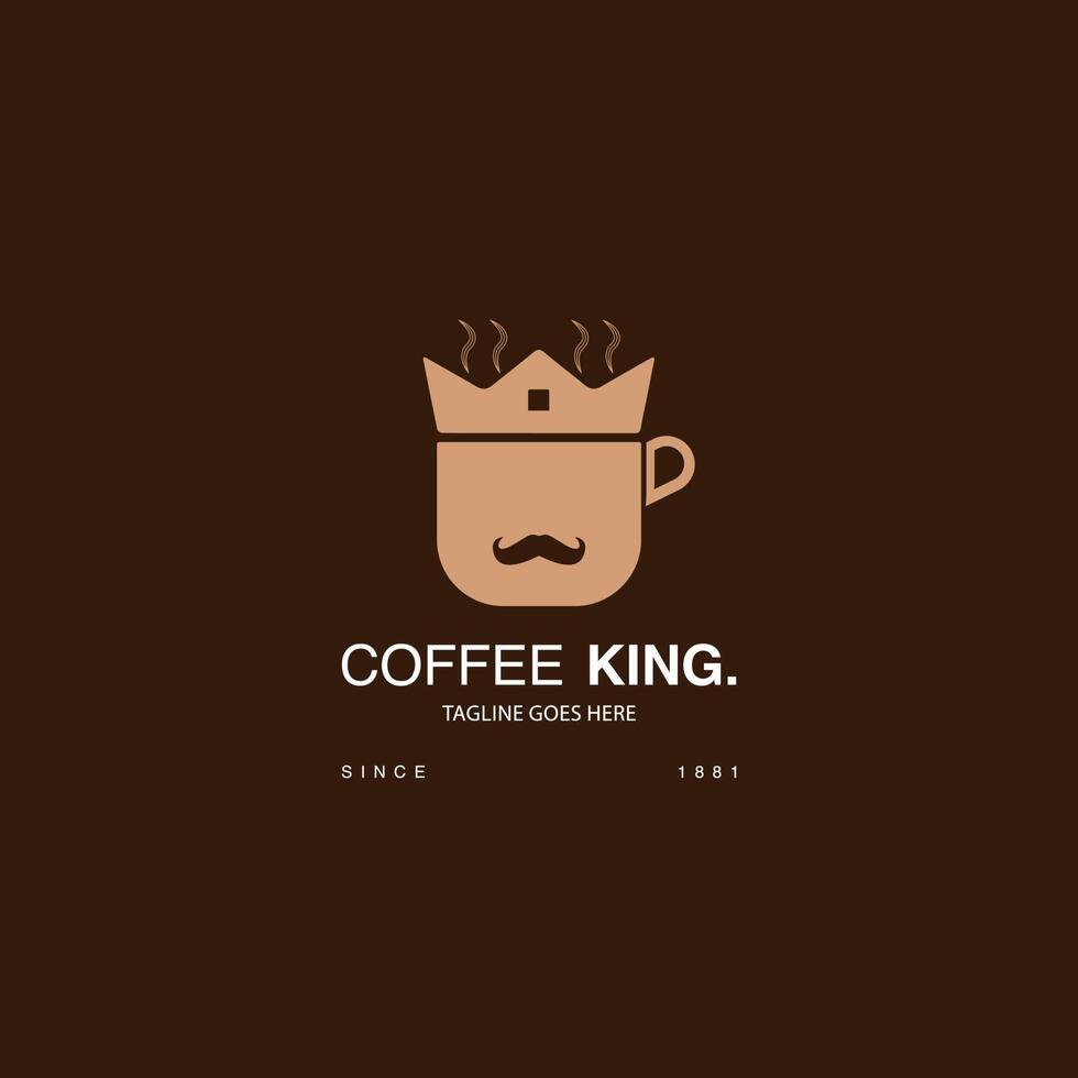 diseño del logotipo del rey del café vector