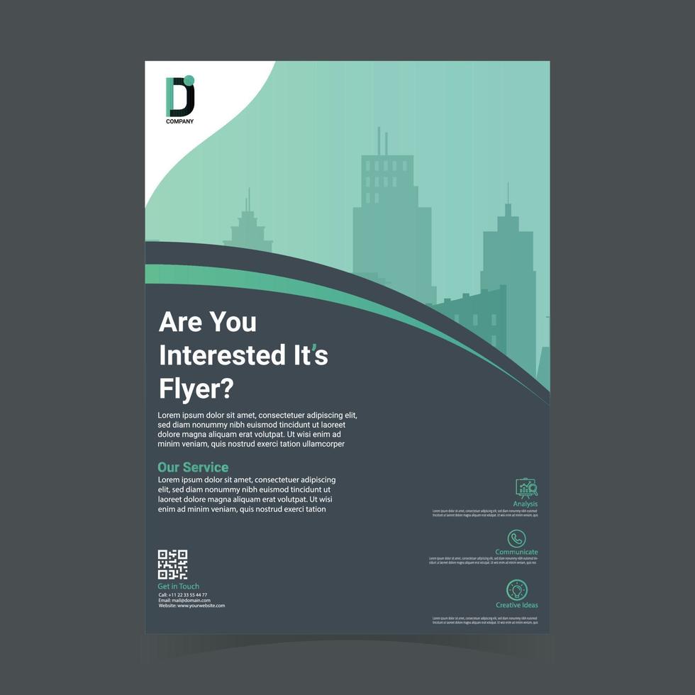 Creative and modern business flyer template Free Vector . Green Flyer Brochure Leaflet Poster Cover design Layout vector template in A4 size - Vector