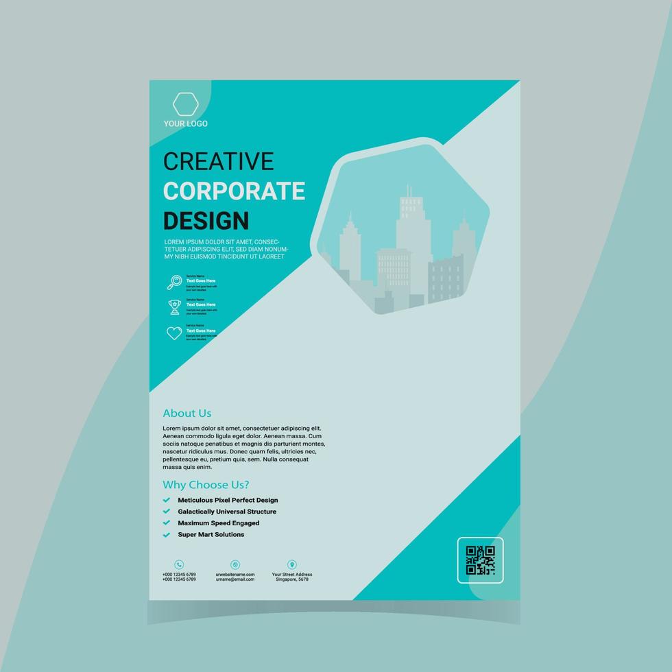 Creative and modern business flyer template Free Vector . Green Flyer Brochure Leaflet Poster Cover design Layout vector template in A4 size - Vector
