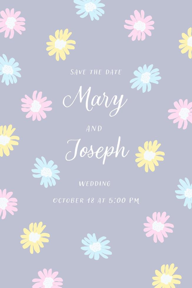 An Elegant Invitation with Abstract Hand-Drawn Flowers. vector