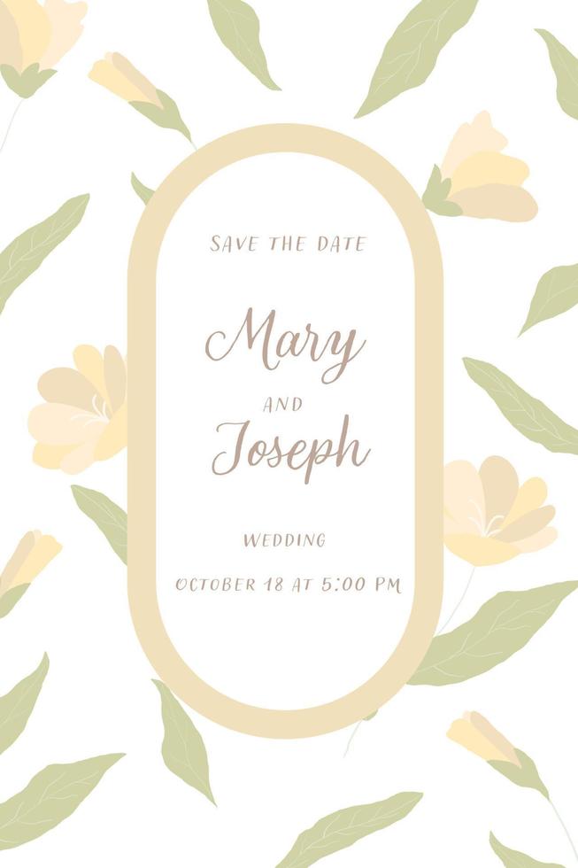 An Elegant Invitation with Abstract Hand-Drawn Flowers. vector