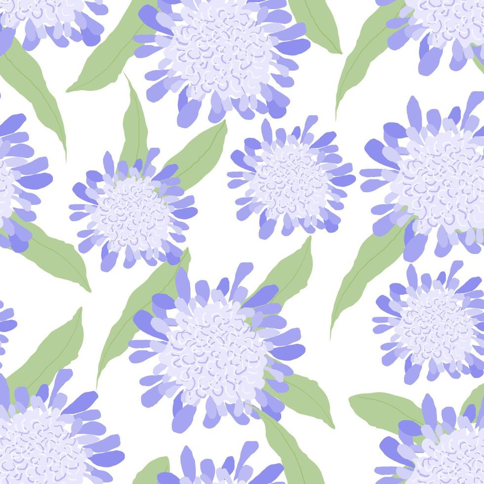 patrón sin costuras con flores azules sobre un fondo blanco vector