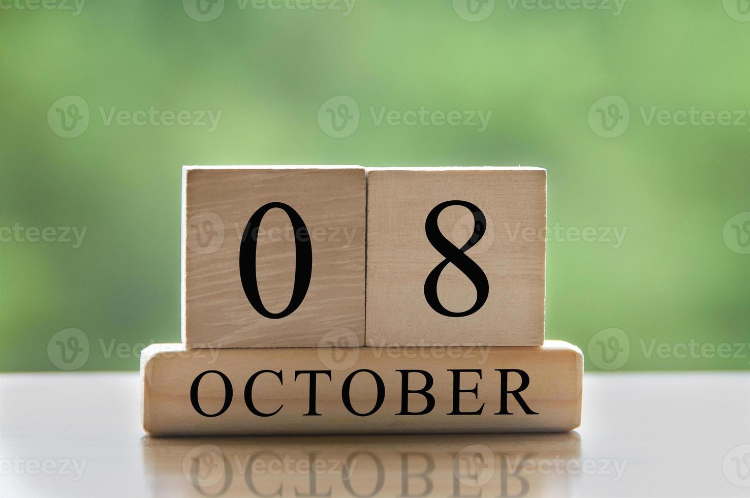 October 8 calendar date text on wooden blocks with copy space for ideas. Copy space and calendar concept photo