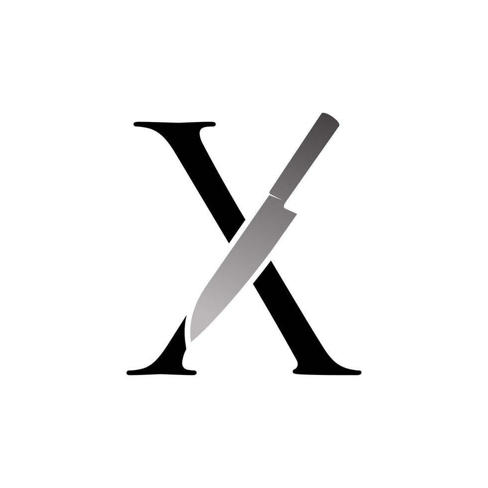 Initial X Cooking Knife vector