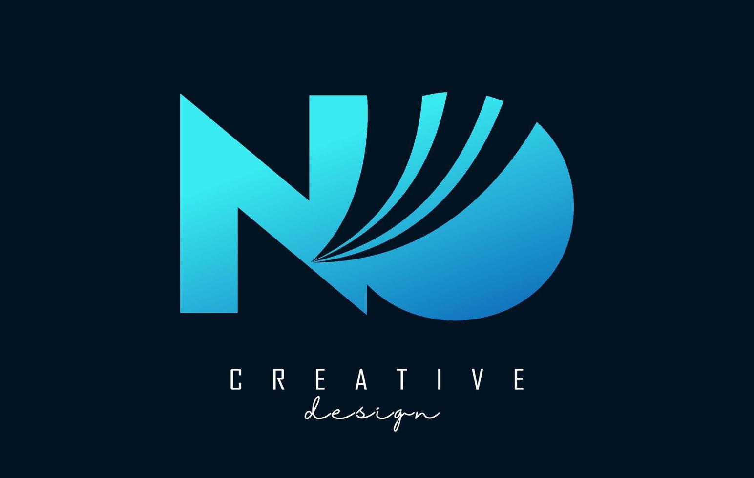 Letras azules creativas sin logotipo con líneas principales y diseño de concepto de carretera. letras con diseño geométrico. vector