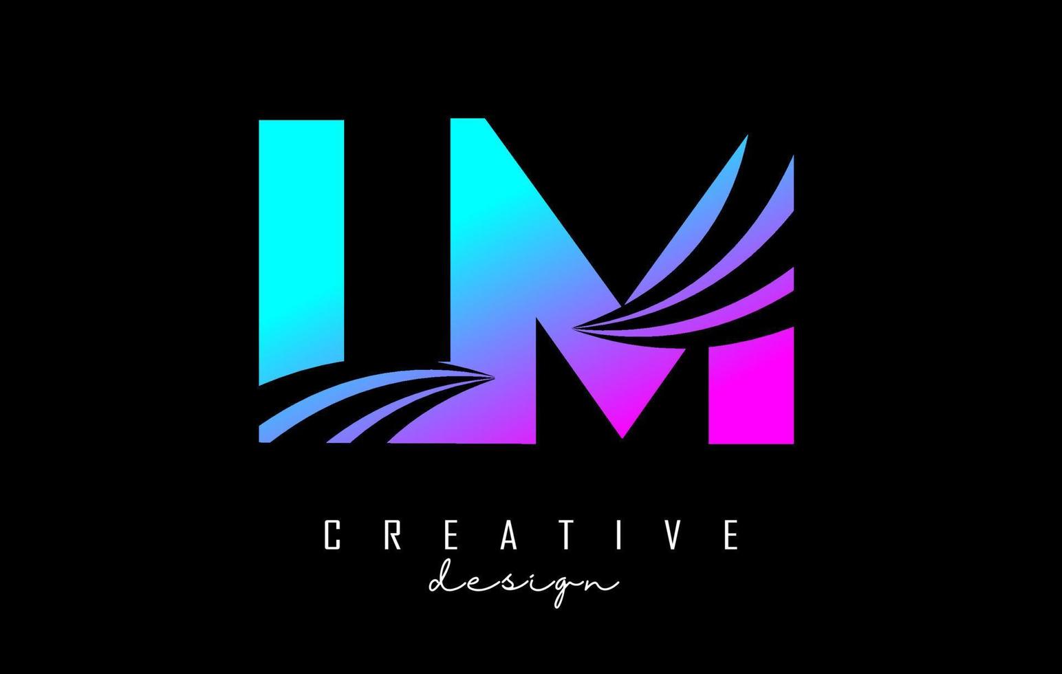 Creative colorful letters LM l m logo with leading lines and road concept design. Letters with geometric design. vector