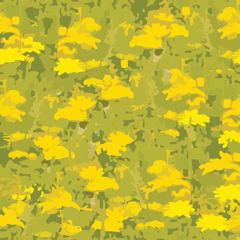 Fondo de patrón de plantas sin costuras con campo de flores amarillo abstracto, tarjeta de felicitación o tela vector