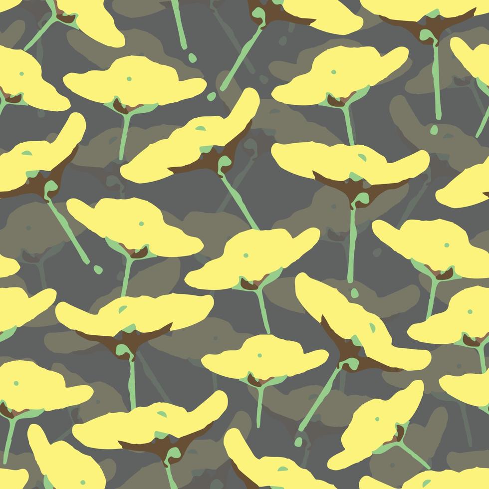 seamless plants pattern background with hand drawn yellow flowers , greeting card or fabric vector