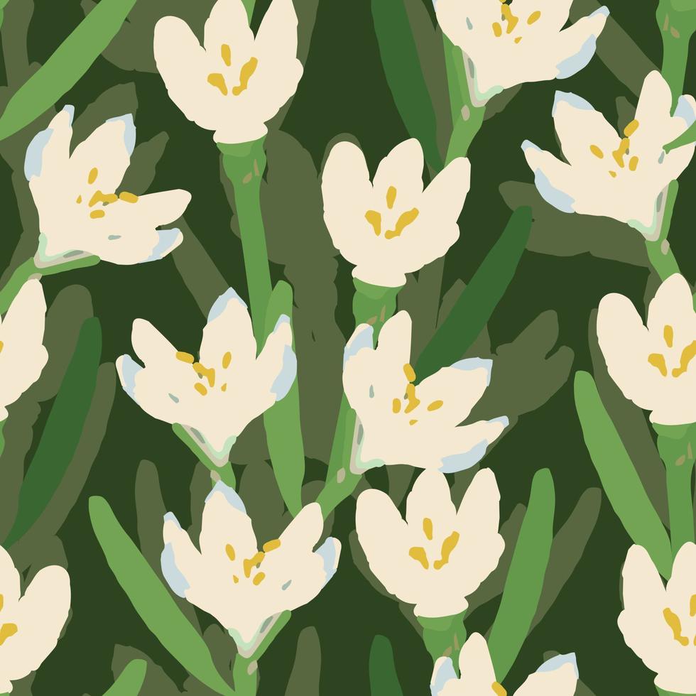 seamless plants pattern background with hand drawn blooms in a wild , greeting card or fabric vector