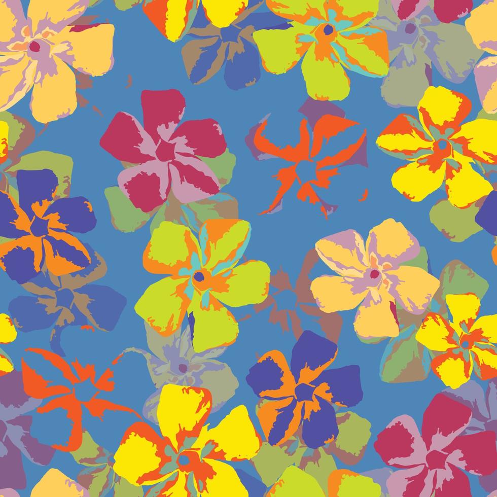 seamless plants pattern background with colourful flowers , greeting card or fabric vector