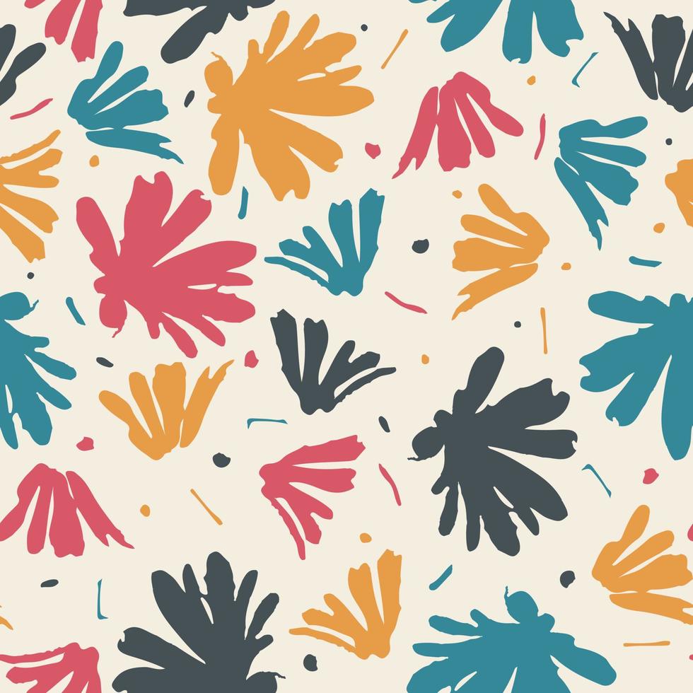 seamless plants pattern background with doodle summer flowers , greeting card or fabric vector