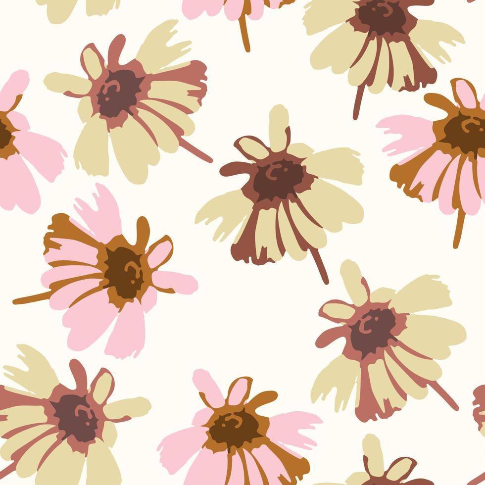 seamless plants pattern background with monochrome daisy flowers , greeting card or fabric vector