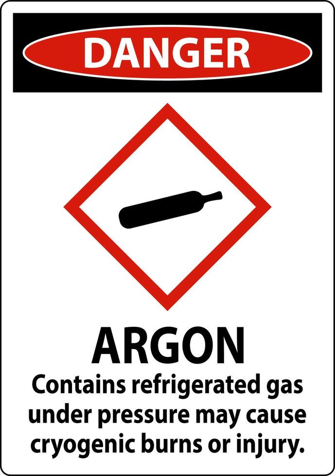 Danger Argon GHS Sign On White Background vector