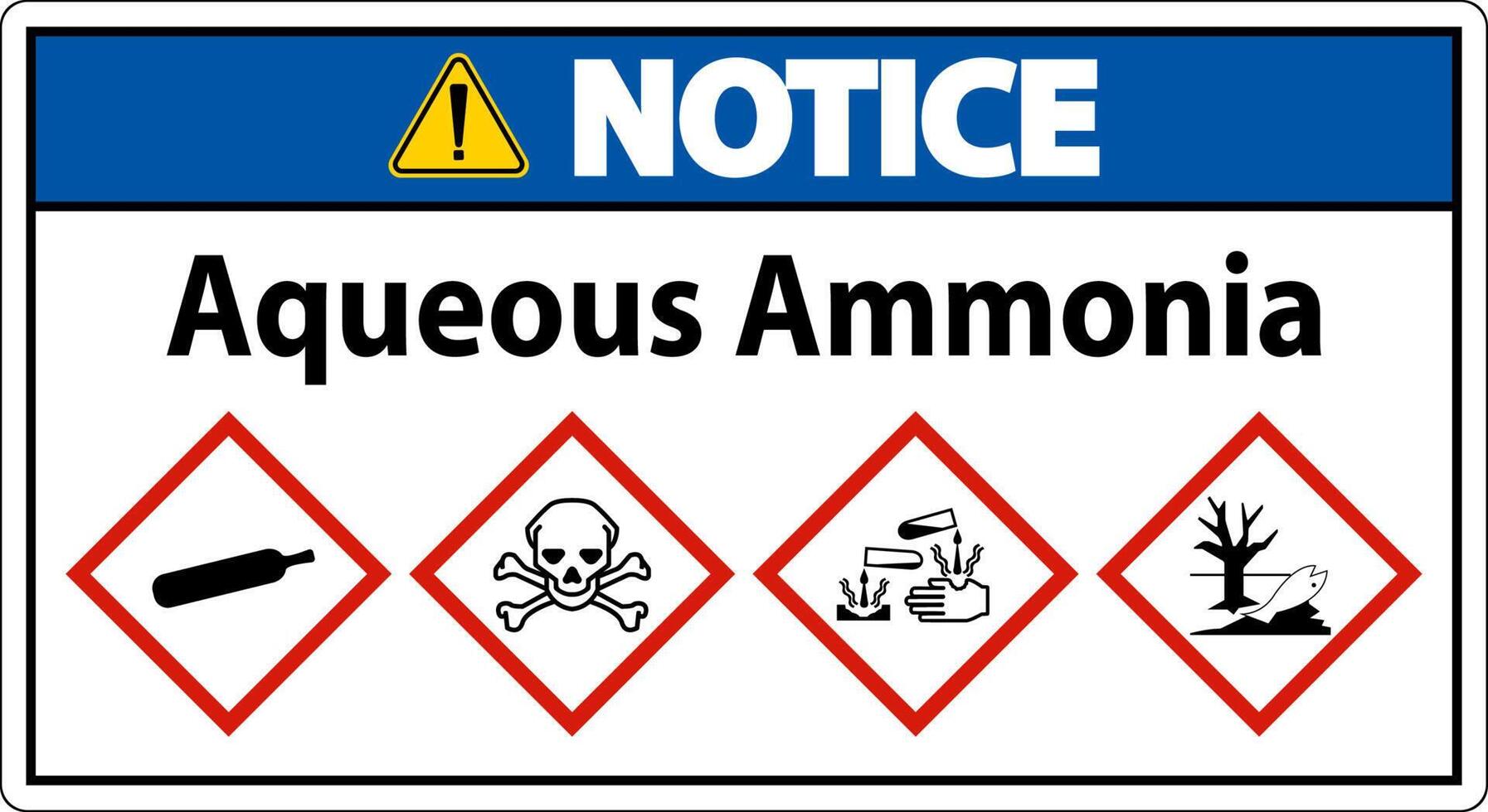 Notice Aqueous Ammonia GHS Sign On White Background vector