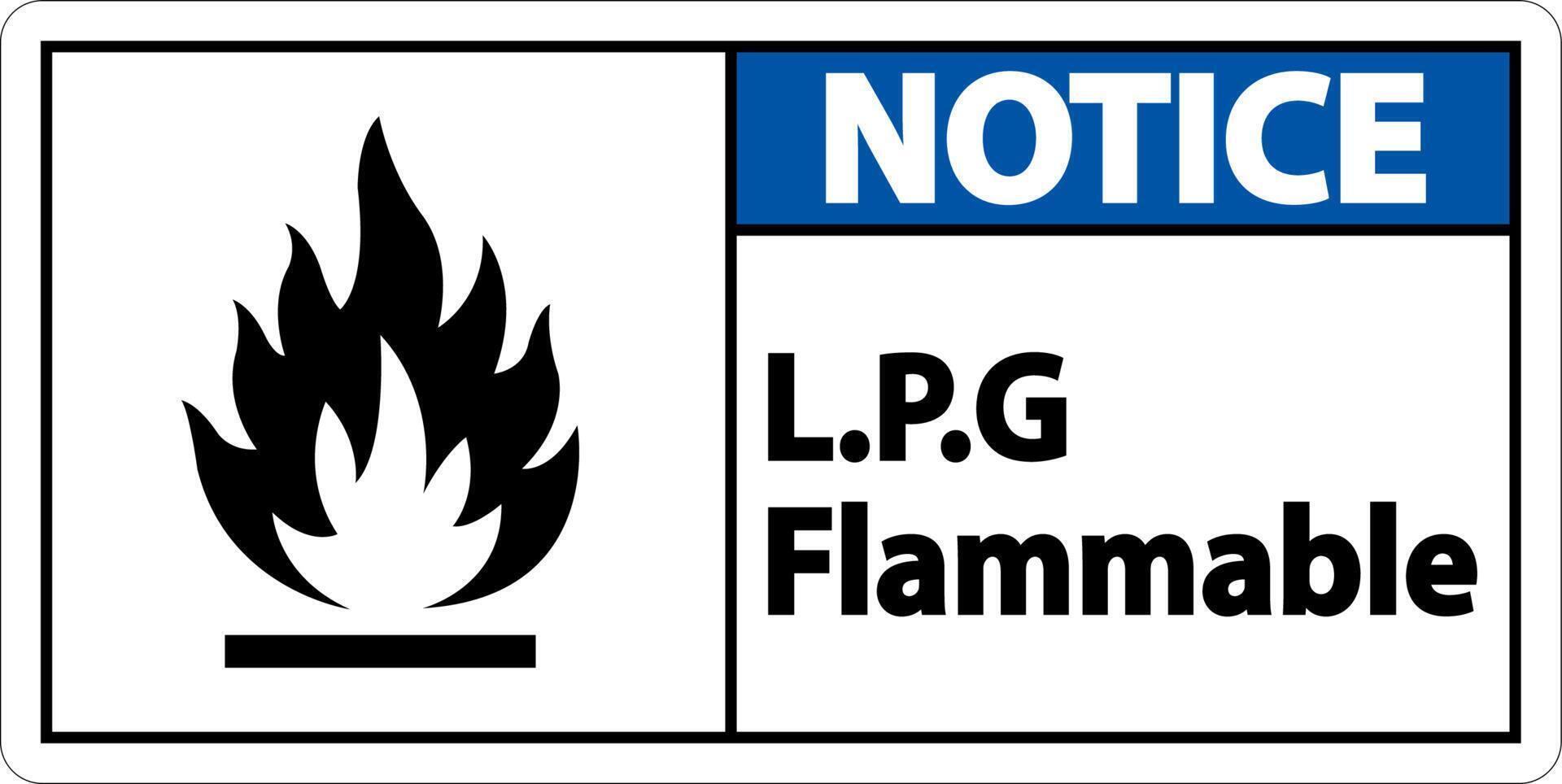 Notice L.P.G Flammable Symbol Sign On White Background vector