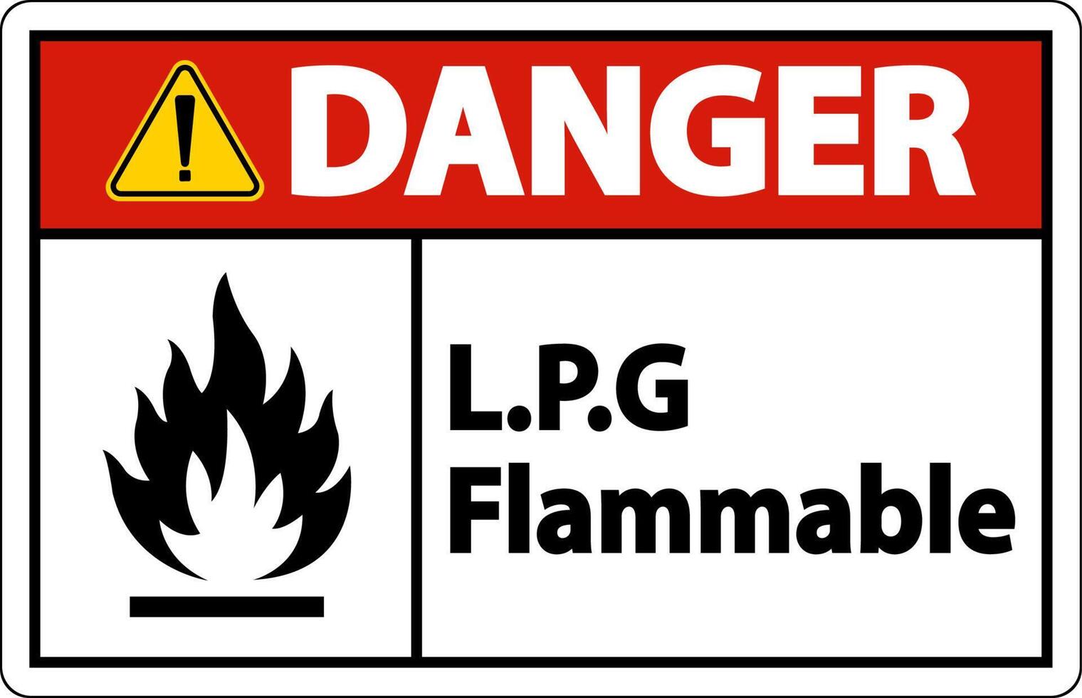 Danger L.P.G Flammable Symbol Sign On White Background vector