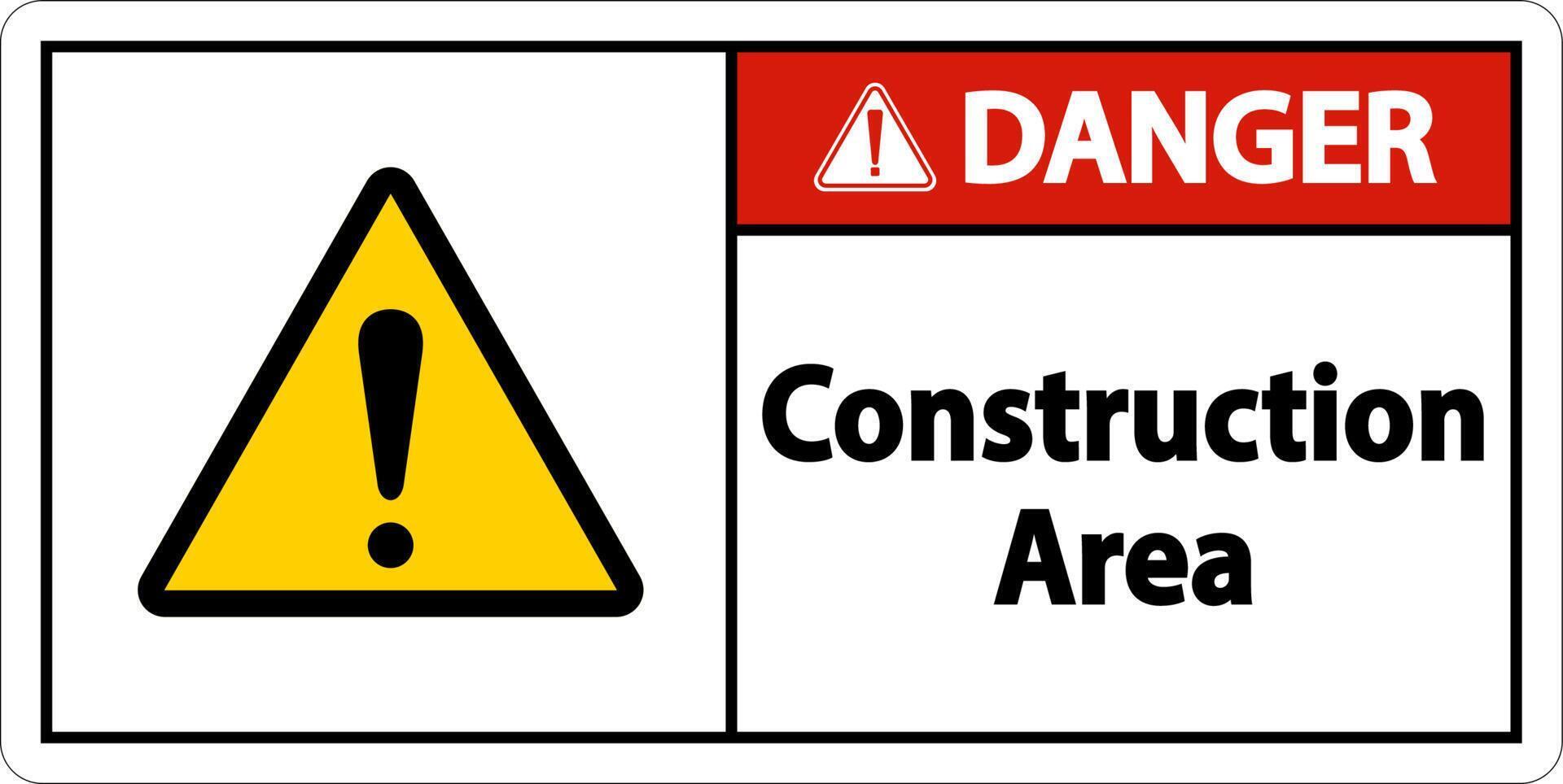 Danger Construction Area Symbol Sign On White Background vector