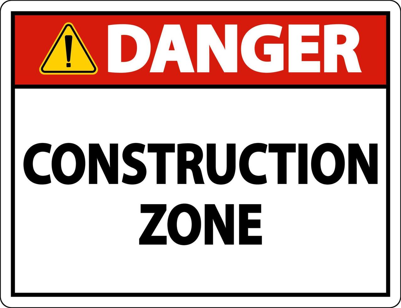 Danger Construction Zone Symbol Sign On White Background vector