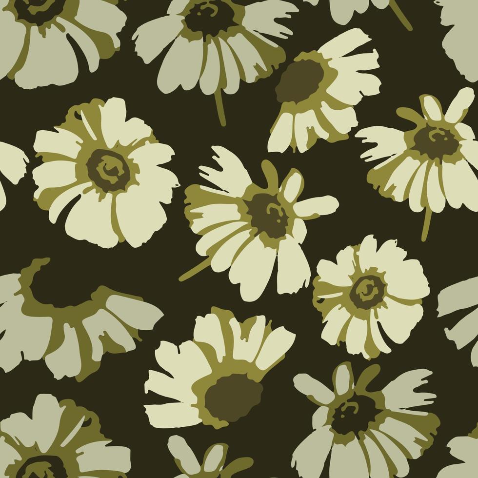seamless plants pattern background with daisy flowers , greeting card or fabric vector