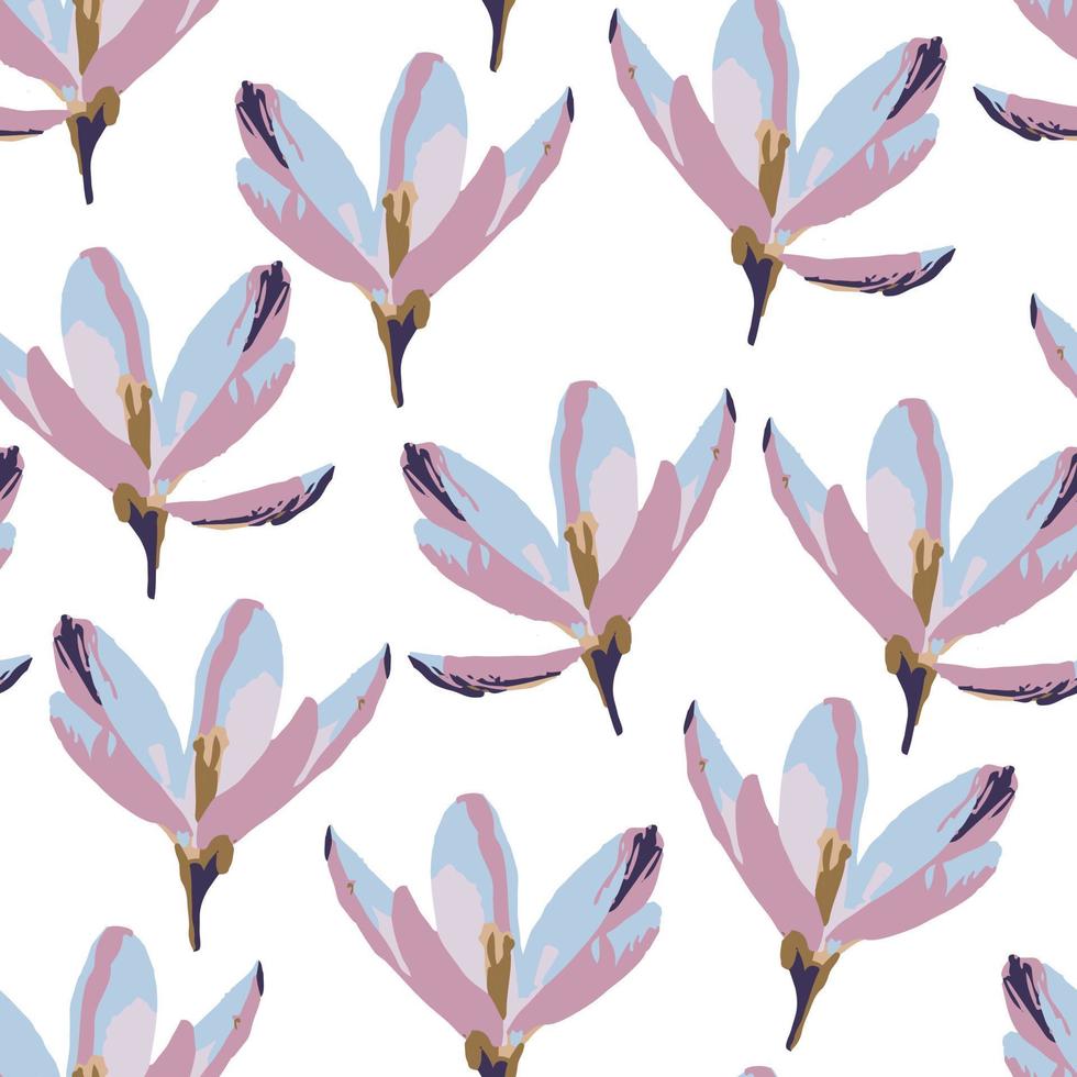 fondo de patrón de plantas sin costuras con flores de pétalos de colores, tarjeta de felicitación o tela vector