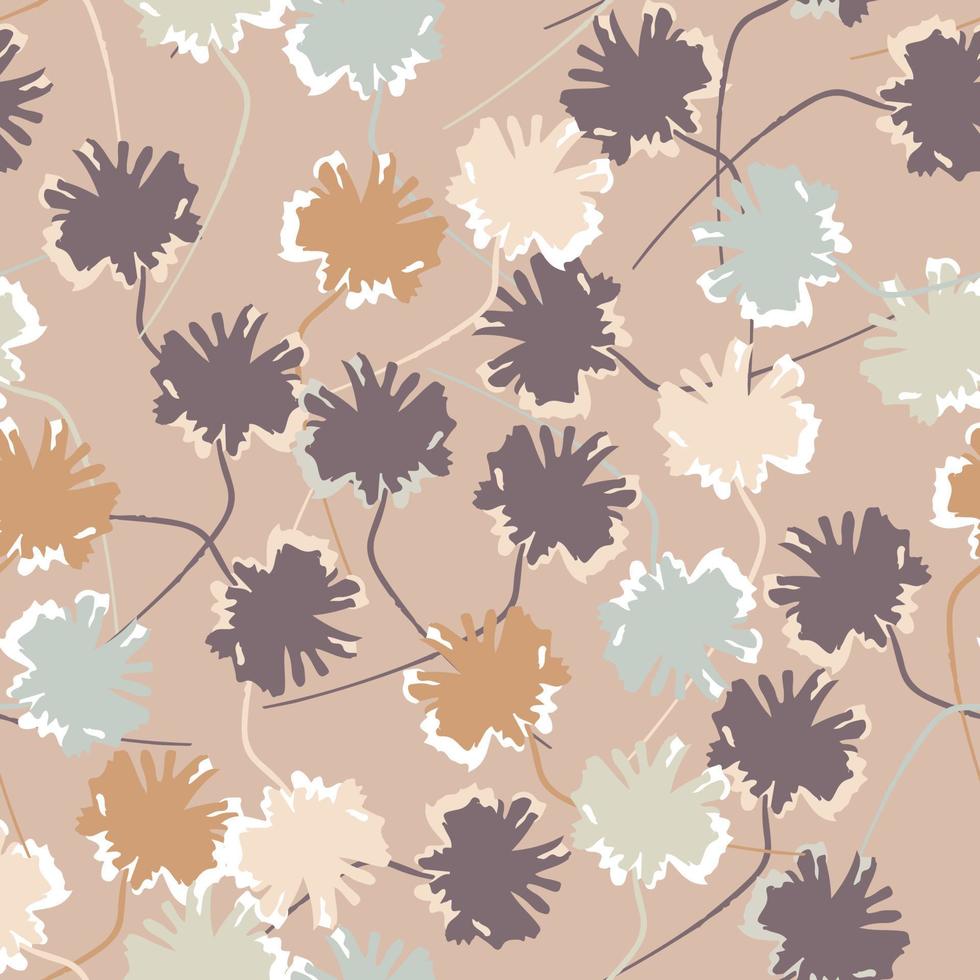 seamless plants pattern background with little monochrome flowers , greeting card or fabric vector