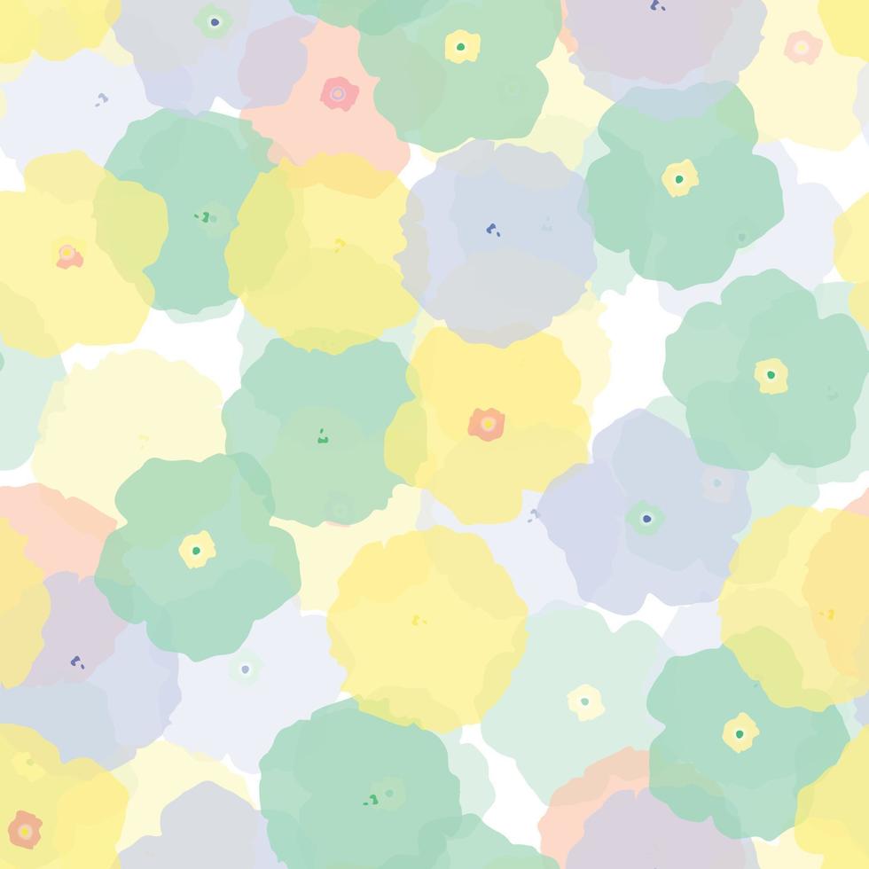 fondo de patrón de plantas sin costuras con flores frescas pastel, tarjeta de felicitación o tela vector