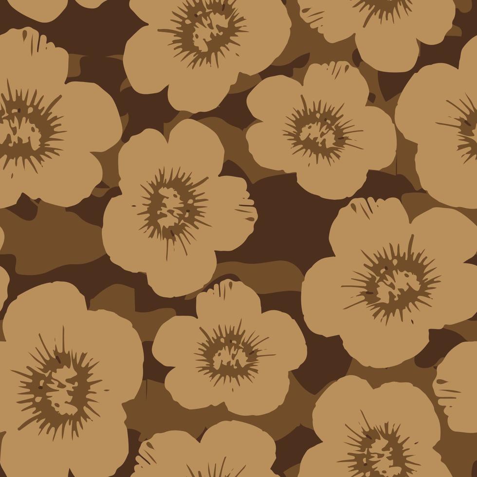 seamless plants pattern background with brown flowers , greeting card or fabric vector