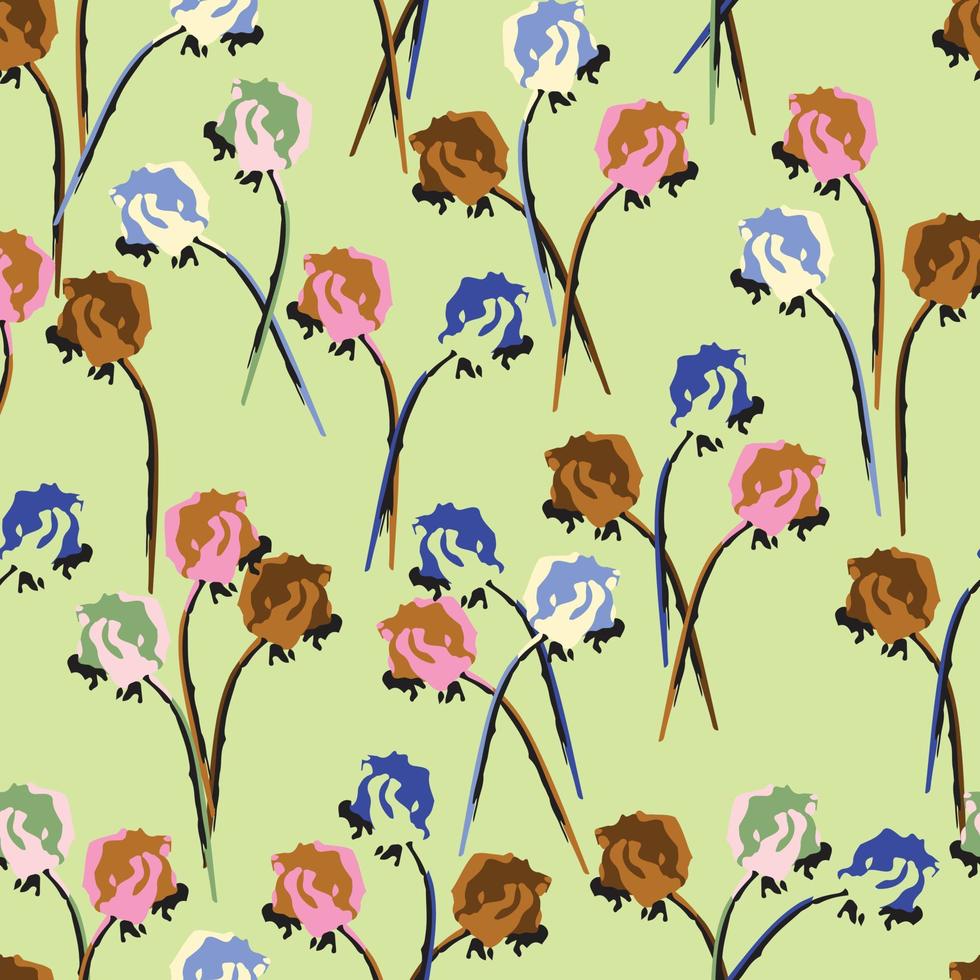 seamless plants pattern background with  abstract rose , greeting card or fabric vector