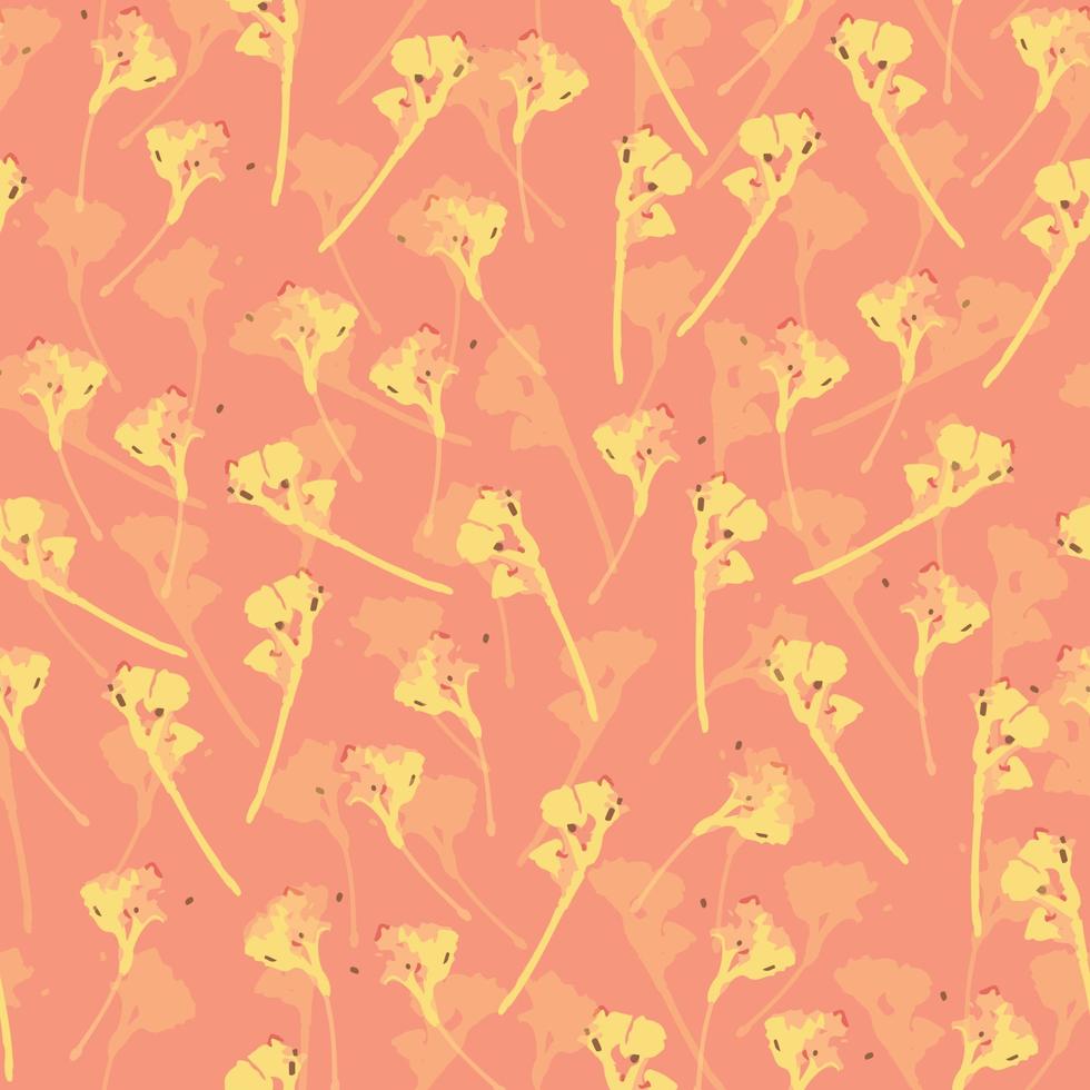 seamless plants pattern background with pastel tiny flowers , greeting card or fabric vector