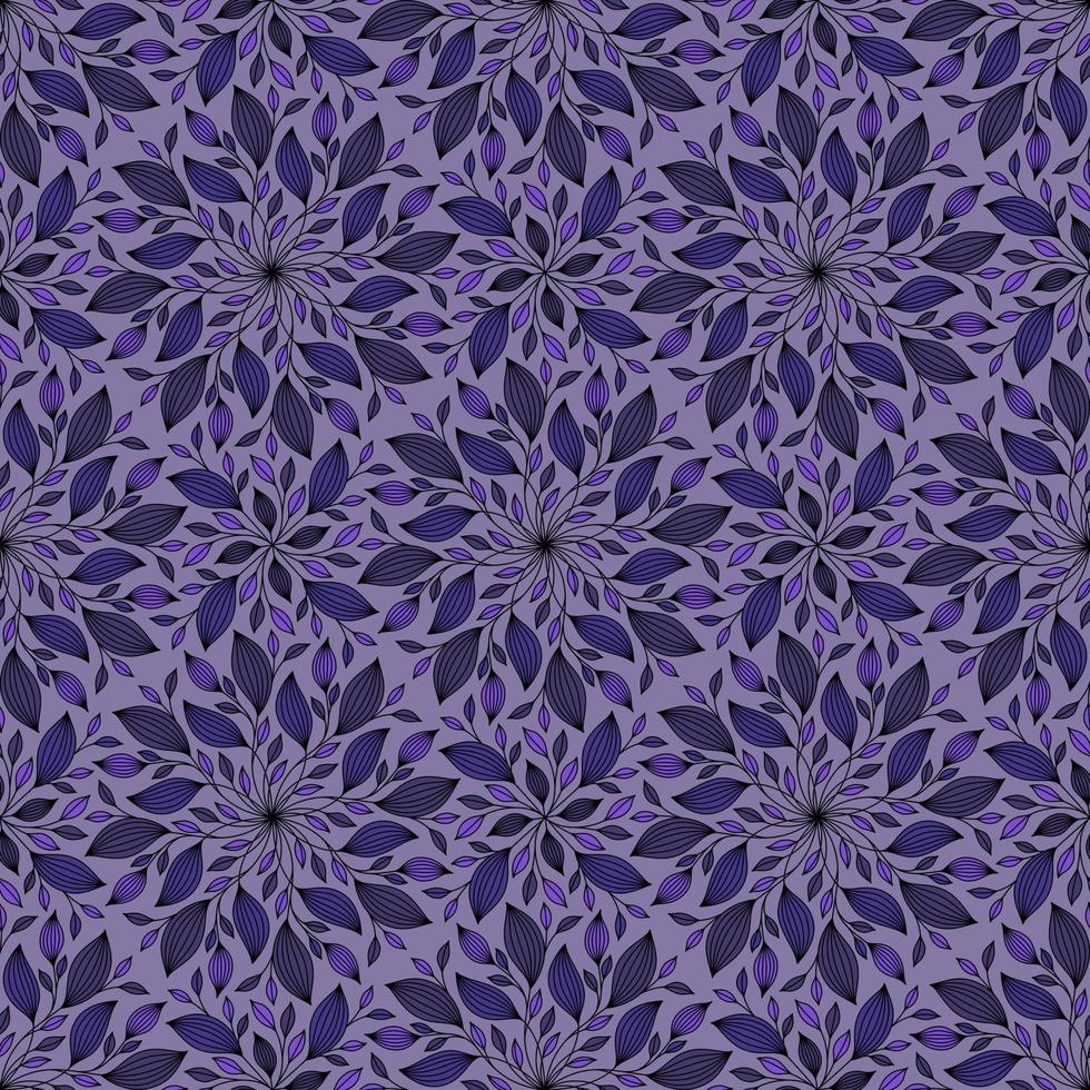 PURPLE SEAMLESS VECTOR BACKGROUND WITH ROUND FLORAL ORNAMENT