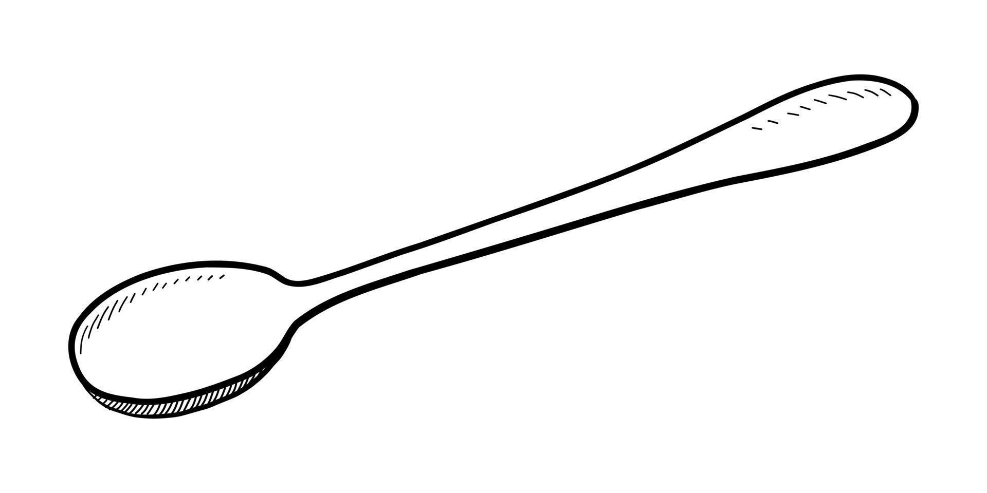 VECTOR ILLUSTRATION OF A DESSERT SPOON ISOLATED ON A WHITE BACKGROUND. DOODLE DRAWING BY HAND