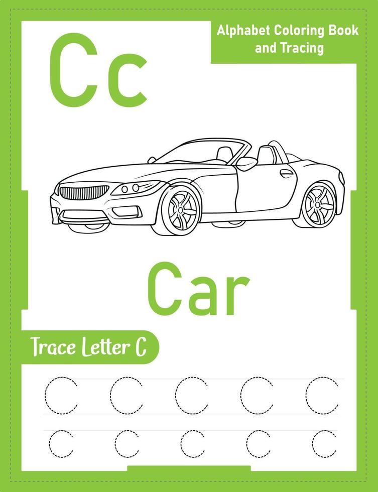 Alphabet Letter Tracing Worksheet For Kids vector
