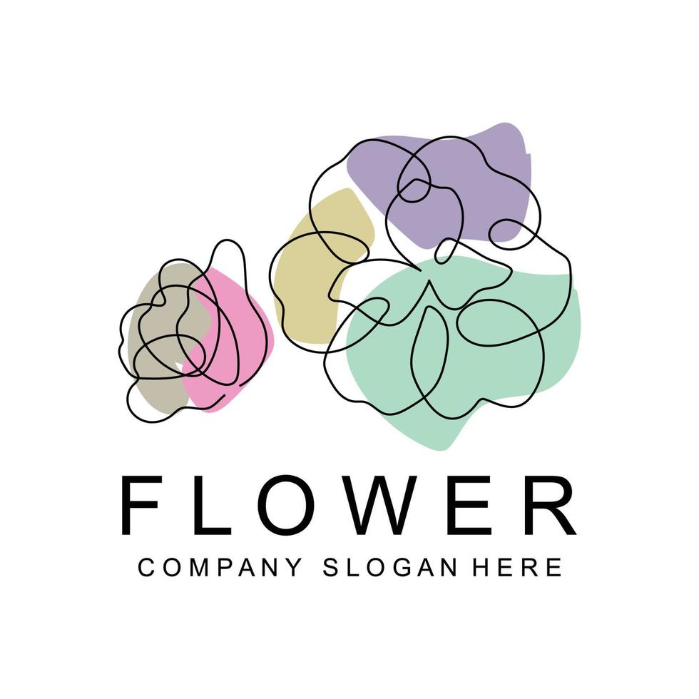 diseño de logotipo floral, icono de línea de estilo de ilustración vectorial ilustraciones abstractas vector