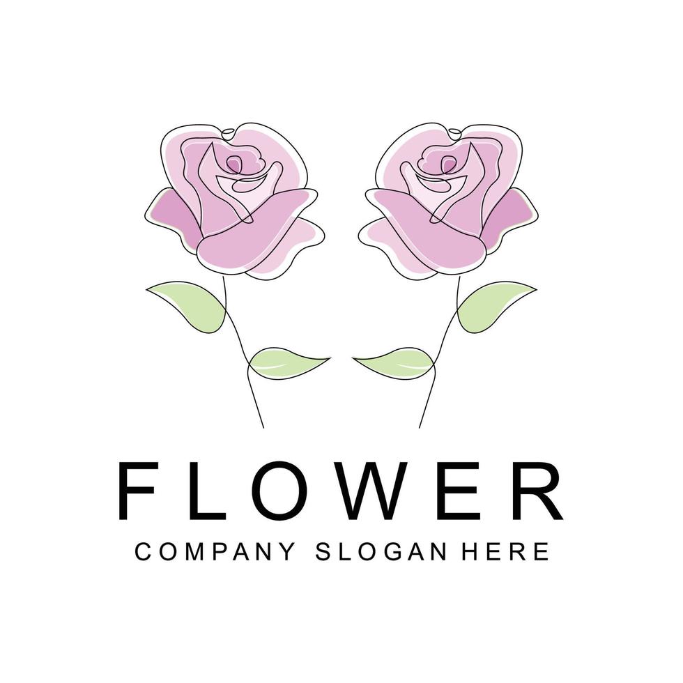 diseño de logotipo floral, icono de línea de estilo de ilustración vectorial ilustraciones abstractas vector