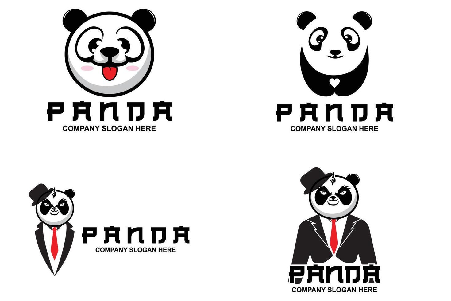 lindo diseño de vector de logotipo de panda, ilustración de fondo animal