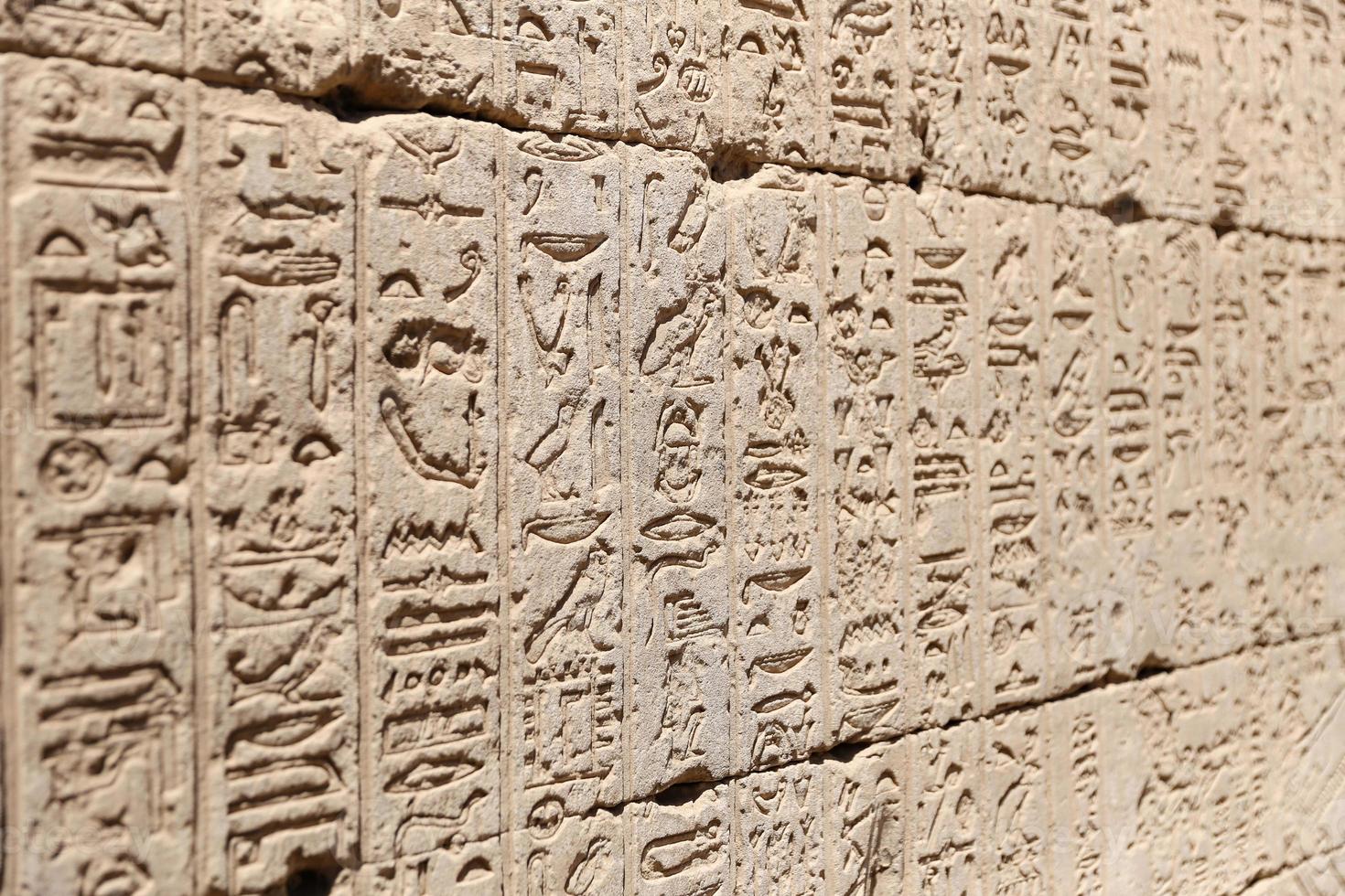 Hieroglyphics in Denderah Temple, Qena, Egypt photo