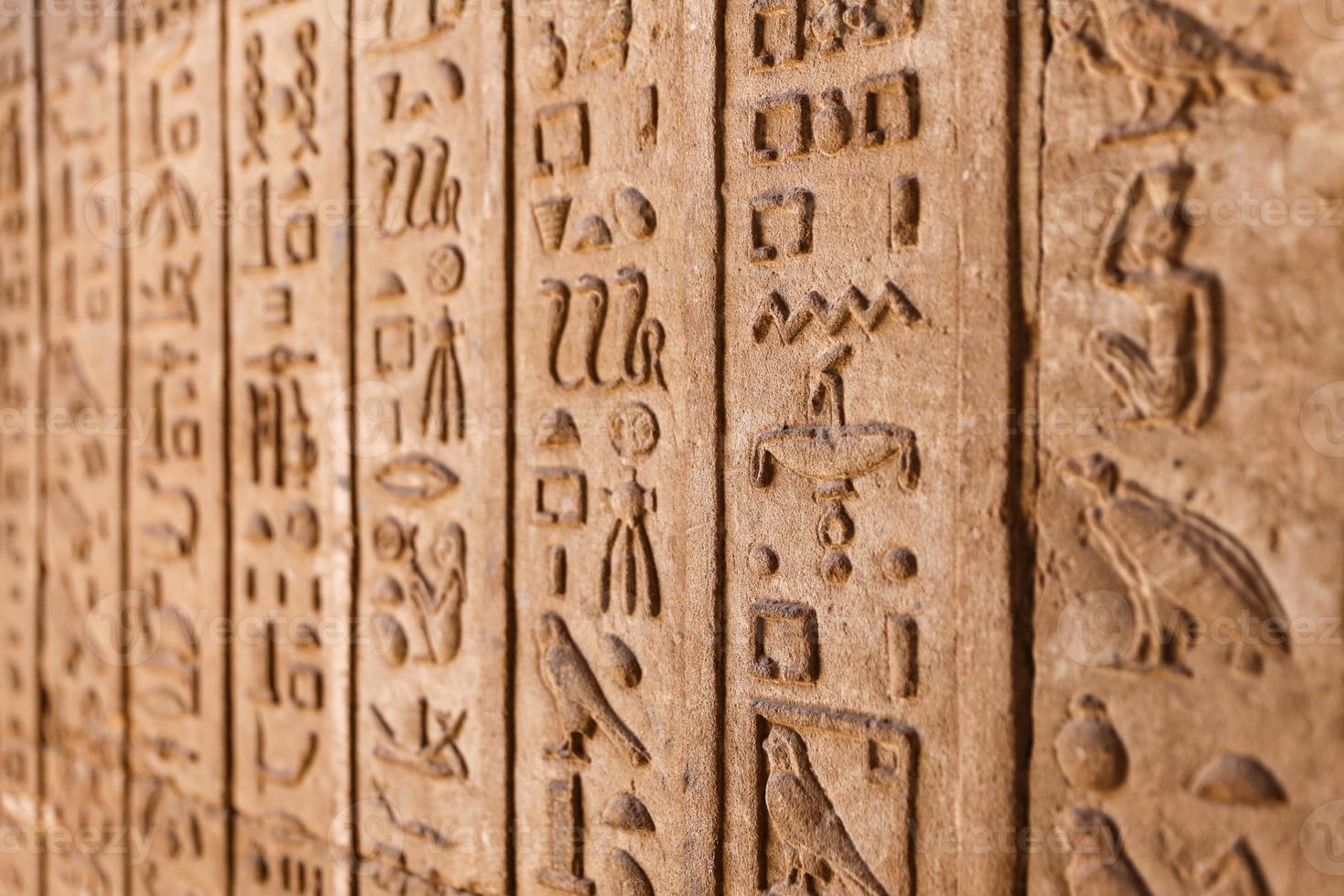Hieroglyphics in Denderah Temple, Qena, Egypt photo