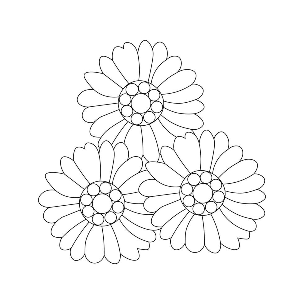 Hand drawn contour flower for anti stress colouring page vector